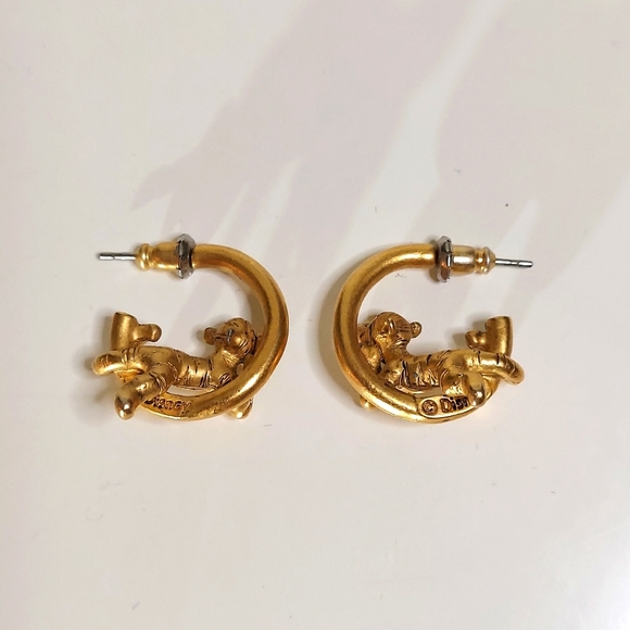 Gold Toned Tigger Hoop Earrings - Picture 2 of 9
